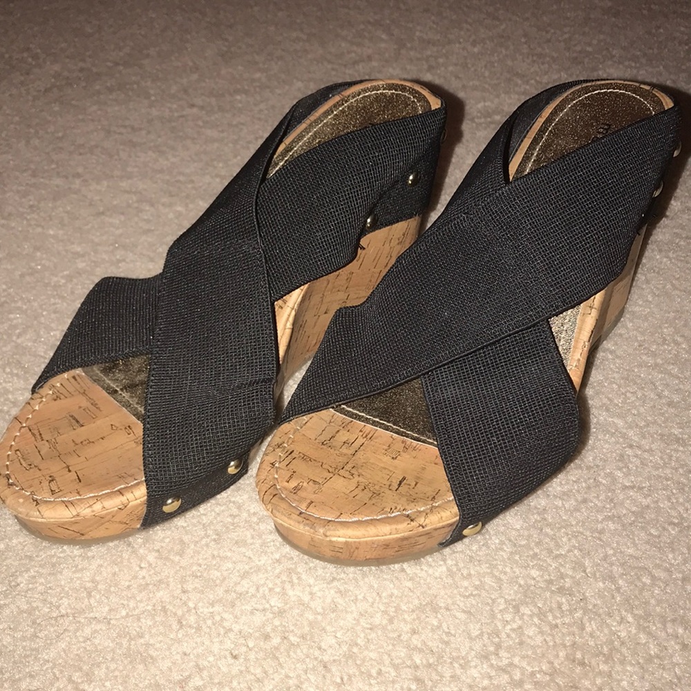 Black Wedge Sandals